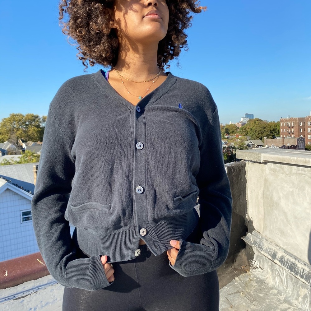 ✨Vintage Polo golf navy button up sweater